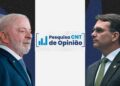 Segundo o instituto, Lula (PT) supera Flávio Bolsonaro (PL) (Da esq. p/ dir.)