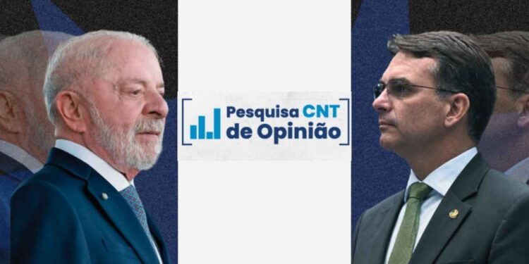 Segundo o instituto, Lula (PT) supera Flávio Bolsonaro (PL) (Da esq. p/ dir.)
