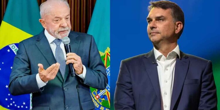 Lula (PT) e Flávio Bolsonaro (PL) (Da esq. p/ dir.)