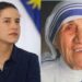 Raquel Lyra (PSD) e Santa Teresa de Calcutá (Da esq. p/ dir.)