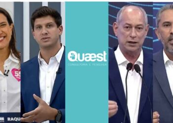 Raquel Lyra (PSD) e João Campos (PSB), Ciro Gomes (PSDB) e Elmano (PT) (Da esq. p/ dir.)