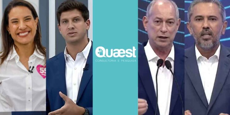 Raquel Lyra (PSD) e João Campos (PSB), Ciro Gomes (PSDB) e Elmano (PT) (Da esq. p/ dir.)