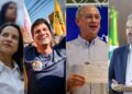 Raquel Lyra (PSD) e João Campos (PSB), Ciro Gomes (PSDB) e Elmano (PT) (Da esq. p/ dir.)