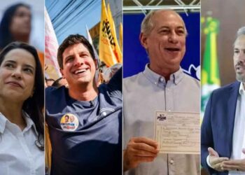 Raquel Lyra (PSD) e João Campos (PSB), Ciro Gomes (PSDB) e Elmano (PT) (Da esq. p/ dir.)