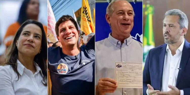 Raquel Lyra (PSD) e João Campos (PSB), Ciro Gomes (PSDB) e Elmano (PT) (Da esq. p/ dir.)