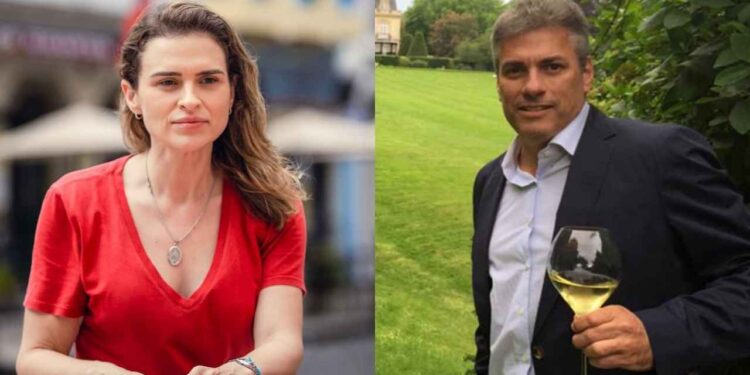 A candidata Marília Arraes (PDT) e o marqueteiro André Gustavo Vieira (Da esq. p/ dir.)