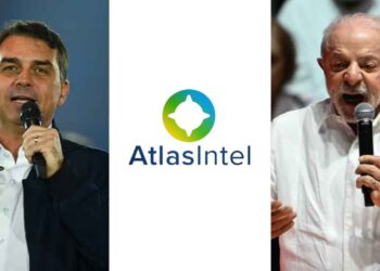 Flávio Bolsonaro (PL)  e Lula (PT) (Da esq. p/ dir.)