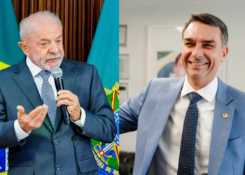 Lula (PT) e Flávio Bolsonaro (PL) (Da esq. p/ dir.)