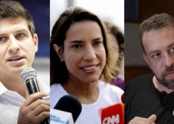 A governadora Raquel Lyra (PSD), o ex-ministro Guilherme Boulos e o ex-prefeito João Campos