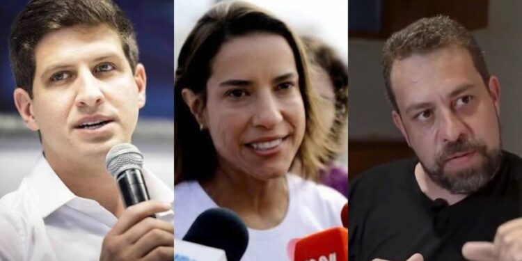 A governadora Raquel Lyra (PSD), o ex-ministro Guilherme Boulos e o ex-prefeito João Campos
