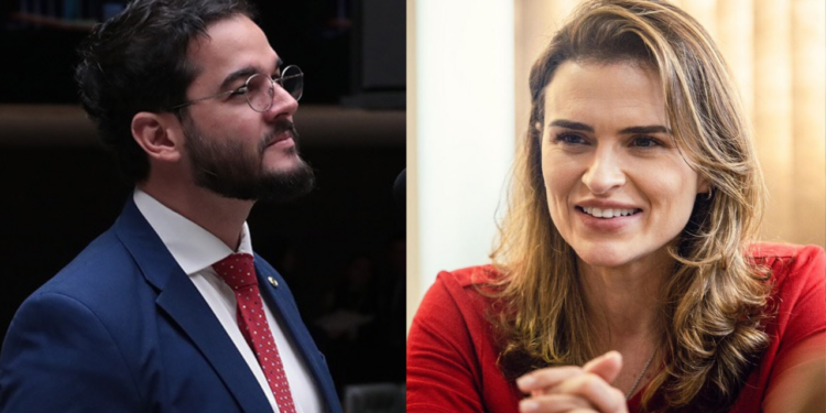 Candidatos ao Senado Túlio Gadelha (PSD) e Marília Arraes (PDT), respectivamente