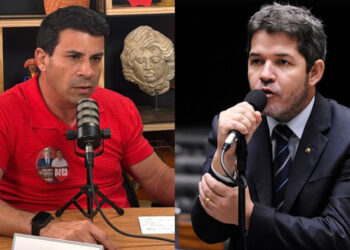 O deputado federal Calos Veras (PT) e o deputado Delegado Waldir (PSL-GO) (esq. p/ dir.)