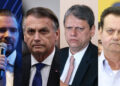 Daniel Vorcaro, Jair Bolsonaro, Tarcísio de Freitas e Gilberto Kassab (esq. p/ dir.)