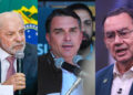 Lula (PT), Flávio Bolsonaro (PL), Augusto Cury (Avante) (esq. p/ dir.)