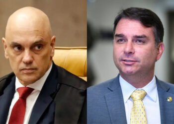 O ministro Alexandre de Moraes e Flávio Bolsonaro, candidato à Presidência do Brasil (esq. p/ dir.)