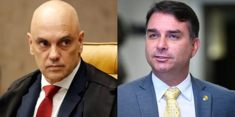 O ministro Alexandre de Moraes e Flávio Bolsonaro, candidato à Presidência do Brasil (esq. p/ dir.)