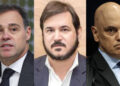 O ministro André Mendonça, Antônio Rueda, presidente do União Brasil e o ministro Alexandre de Moraes (esq. p/ dir.)