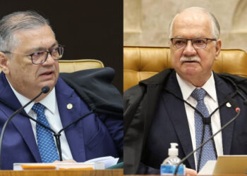 O ministro Flávio Dino e o presidente do STF, Edson Fachin (esq. p/ dir.)