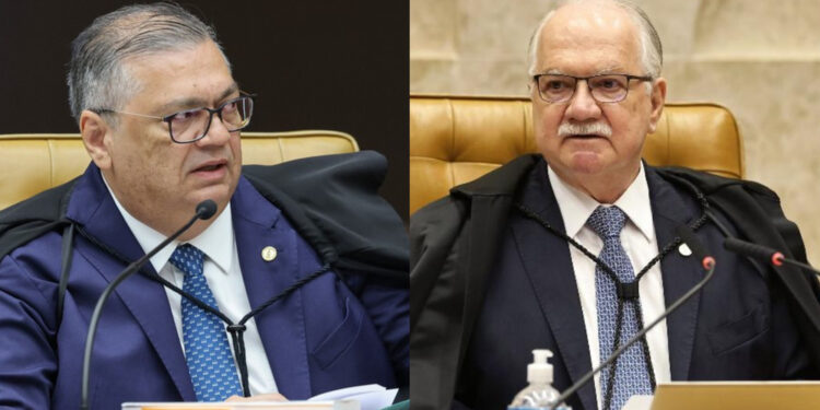 O ministro Flávio Dino e o presidente do STF, Edson Fachin (esq. p/ dir.)