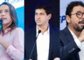 Os candidatos do Governo de Pernambuco: Raquel Lyra (PSD), João Campos (PSB) e Ivan Moraes (PSOL)