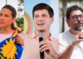 Os candidatos ao Governo de Pernambuco: Raquel Lyra (PSD), João Campos (PSB) e Ivan Moraes (PSOL)