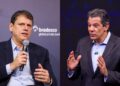 O governador de São Paulo Tarcísio Gomes de Freitas (Republicanos) e o ex-ministro da Fazenda Fernando Haddad (PT)