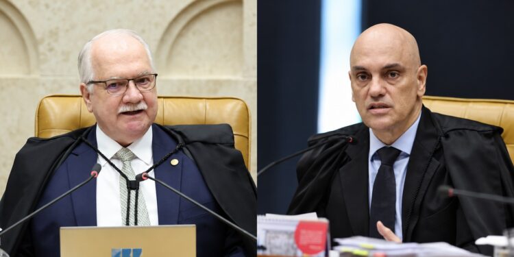 Os ministros Edson Fachin, presidente do STF, e Alexandre de Moraes