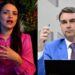 A produtora Karina Gama e o senador Flávio Bolsonaro (PL)