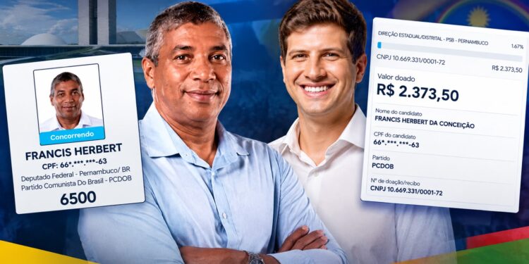 Francis Herbert, candidato a deputado federal pelo PCdoB e João Campos, candidato ao Governo de Pernambuco pelo PSB