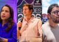 Os candidatos ao Governo de Pernambuco: Raquel Lyra (PSD), João Campos (PSB) e Ivan Moraes (PSOL)