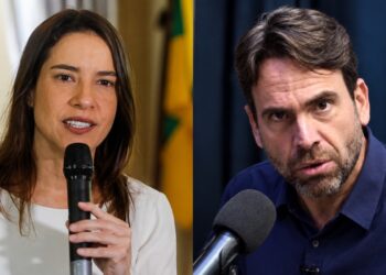 A governadora Raquel Lyra (PSD) e o vereador Eduardo Moura (Novo)