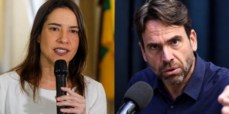 A governadora Raquel Lyra (PSD) e o vereador Eduardo Moura (Novo)