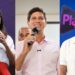 Os candidatos ao Governo de Pernambuco: Raquel Lyra (PSD), João Campos (PSB) e Ivan Moraes (PSOL)