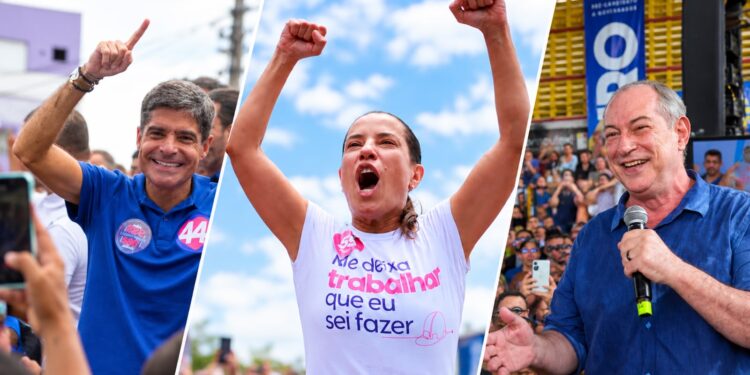 Antônio Carlos Magalhães Neto (União), Raquel Lyra (PSD) e Ciro Gomes (PSDB)