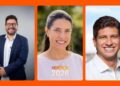 Os candidatos Ivan Moraes, Raquel Lyra e João Campos (da esq. p/ dir.)