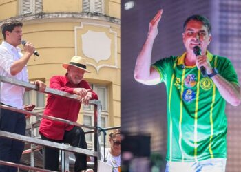 João Campos (PSB), Lula (PT) e Flávio Bolsonaro (PL)