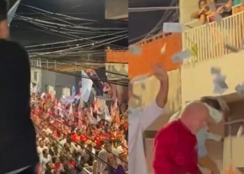 Cédulas falsas foram lançadas sobre o veículo que transportava os candidatos durante agenda no Ceará