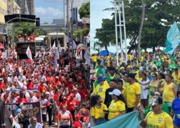 O Grito dos Excluídos acontece no centro da cidade; As manifestações bolsonaristas, acontecem em Boa Viagem, Zona Sul do Recife