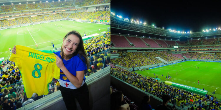 A governador Raquel Lyra, prestigiando preparação para Copa do Mundo Feminina da Fifa 2027