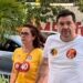 Geraldo Júlio chegou acompanhado da esposa e da filha