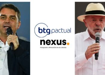 Flávio Bolsonaro (PL) e Lula (PT) (Da esq. p/ dir.)