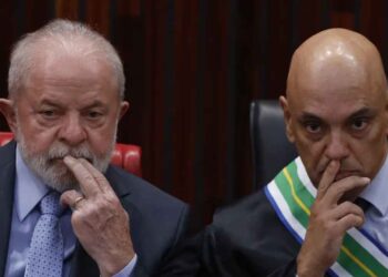 O presidente Lula e o juiz do STF, Alexandre de Moraes (da esq. p/ dir.)