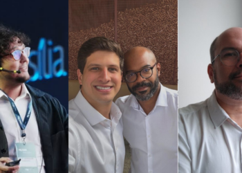 Da esq. para dir. Rafael Marroquim, João Campos (PSB), Gilberto Prazeres e Diogo Monteiro