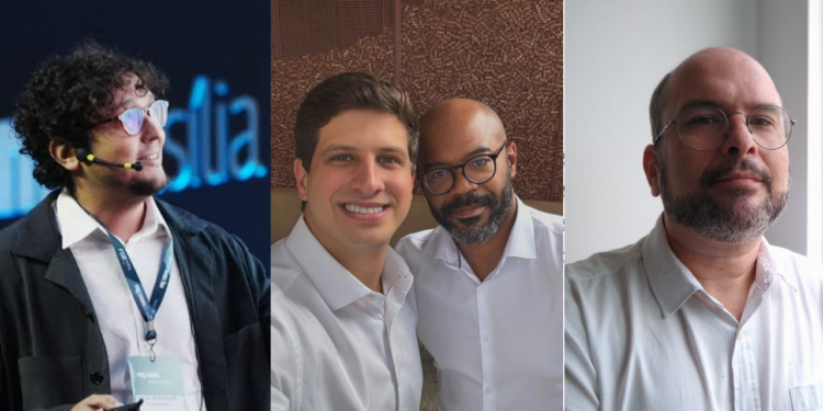 Da esq. para dir. Rafael Marroquim, João Campos (PSB), Gilberto Prazeres e Diogo Monteiro
