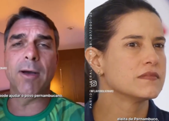 Flávio Bolsonaro (PL) e Raquel Lyra (PSD)