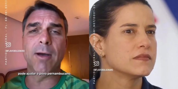 Flávio Bolsonaro (PL) e Raquel Lyra (PSD)