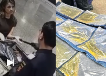Brasileira sendo apreendida no Aeroporto de Bali, na Indonésia