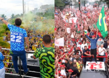 Atos políticos com os candidatos Flávio Bolsonaro (PL) no Rio de Janeiro e Lula (PT) em São Paulo