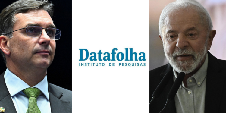 Flávio Bolsonaro (PL) e Lula (PT)