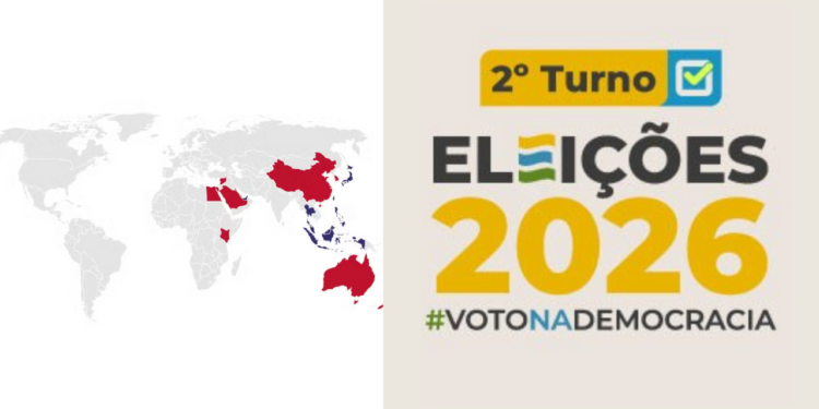 Mapa mostra parcial mais recentes dos votos apurados no exterior